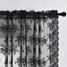 Cortinas Kotile Black Lace 115x114cm 2 painéis Country Rustic