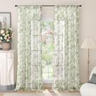 Cortinas Lajode Sage Green Sheer Linen 213x132cm 2 painéis