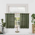 Cortinas LAMIT Linen 86x76 cm, verde oliva, semitransparentes, 2 painéis