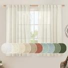 Cortinas LAMIT Short Linen de 115 cm de comprimento para café, 2 painéis, creme