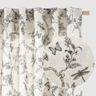 Cortinas Lazzzy Black Floral Linen 214 cm de comprimento 2 painéis