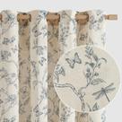 Cortinas Lazzzy Blue Floral Linen Farmhouse, 214 cm de comprimento, 2 painéis