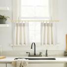 Cortinas Lino Rosa Pinch Pleat Sheer Linen 45x45cm 2 painéis