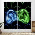 Cortinas Lnepty Kids Gamer para quarto, verde, azul, 42 x 54 polegadas