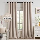 Cortinas MIULEE Blackout Linen Texturizadas 260x260cm Bege 2 painéis