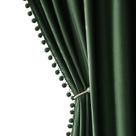 Cortinas MIULEE de veludo verde esmeralda com pompom 244x132cm, 2 peças Cortinas MIULEE de veludo verde esmeralda com pompom 244x132cm, 2 peças