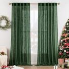 Cortinas MIULEE Emerald Green Linen 132x229 cm 2 painéis