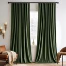 Cortinas MIULEE Olive Green Velvet 244cm 2 painéis 100% Blackout Cortinas MIULEE Olive Green Velvet 244cm 2 painéis 100% Blackout