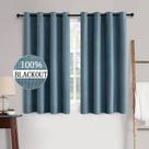 Cortinas MIULEE, textura de linho, 100% blackout, azul empoeirado, 132x137cm