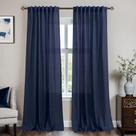 Cortinas Mrs.Naturall, azul marinho, linho, 214 cm de comprimento, conjunto de 2 painéis