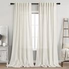 Cortinas Nanspring Extra Long 300 cm de linho, creme semitransparente
