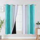 Cortinas Opacas Estelar Textiler en Color Teal y Blanco Grisáceo para Recámara, Cortinas Opacas Térmicas Aislantes de Diseño Degradado, Protección de Privacidad y Ahorro Energético para Sala, 42" Ancho x 63" Largo, 2 Paneles