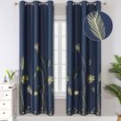 Cortinas Opacas Estelar Textiler Hojas de Plátano Azul Marino