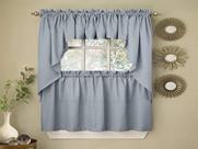 Cortinas para Cozinha Sweet Home Collection - Opacas, Listradas e na Cor Azul