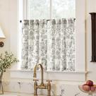 Cortinas para ventana Jinchan de lino floral 36 cm cocina 2 paneles