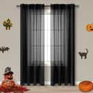 Cortinas Pitalk Black Sheer 240 cm para sala de estar com 2 painéis
