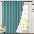Cortinas PrinceDeco 100% Blackout Linen W254 x L274cm Azul-petróleo