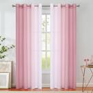 Cortinas Purainbow Chiffon Sheer Ombre Gradient Pink 132x160cm