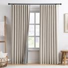 Cortinas RAIN CITY, extra largas, 228 cm de comprimento, 2 painéis, linho, bege