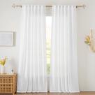 Cortinas RYB HOME com textura de linho branco transparente 132x241cm - Conjunto de 2