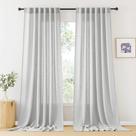 Cortinas RYB HOME de linho natural semitransparente L 132 x L 274 cm - cinza pomba
