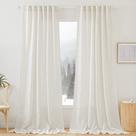 Cortinas RYB HOME Linen Look Sheer 120 polegadas de comprimento, 2 painéis - Linho