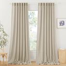Cortinas RYB HOME, linho, texturizado, semitransparente, 2 painéis, bege