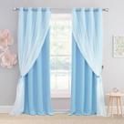 Cortinas SOFJAGETQ Blue Blackout de dupla camada 132x274 cm