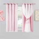 Cortinas SOFJAGETQ Short Pink Blackout com sobreposição transparente 132x137cm Cortinas SOFJAGETQ Short Pink Blackout com sobreposição transparente 132x137cm