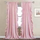 Cortinas StangH Blush Pink Satin Ruffle 213x132cm 2 painéis