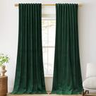 Cortinas StangH de veludo verde escuro para quarto (132x274cm), 2 painéis