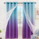 Cortinas Stiio Girls Star Rainbow Colorful W133xL213cm 2 painéis