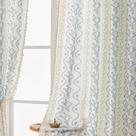 Cortinas TIVNICO Boho Blue Sage White 180x183cm, mistura de linho