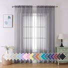 Cortinas transparentes Aiyufeng Charcoal Grey 40x213cm 2 painéis