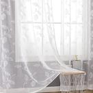 Cortinas transparentes BGment White Bordado Leaf 213x213cm 2 painéis