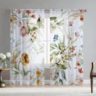 Cortinas transparentes Fereyis Floral Chiffon 2 painéis 214x213cm amarelas
