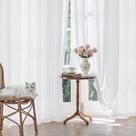 Cortinas transparentes FMFUNCTEX White Floral Jacquard 180 cm Quarto Cortinas transparentes FMFUNCTEX White Floral Jacquard 180 cm Quarto