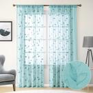 Cortinas transparentes HOMEIDEAS Turquoise Aqua 132x213cm 2 painéis