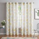 Cortinas transparentes July Joy Linen Texturizadas Florais 130x210 cm amarelas