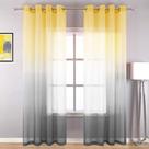 Cortinas transparentes KOUFALL amarelas de 213 cm de comprimento para sala de estar x2