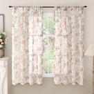 Cortinas transparentes Lajode Floral para meninas, quarto 160x160cm, rosa