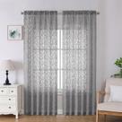 Cortinas transparentes Lecloud Leia Charcoal Grey 229x229cm 2 painéis
