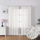 Cortinas transparentes Lecloud Leia Ivory 183 cm de comprimento 2 painéis
