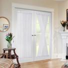 Cortinas transparentes MIULEE para porta francesa 40x180cm brancas 2 painéis