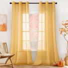 Cortinas transparentes MIULEE Solid Color 213x213cm, conjunto de 2 painéis dourados
