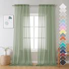 Cortinas transparentes OVZME Sage Green 108 cm de comprimento, conjunto de 2 painéis Cortinas transparentes OVZME Sage Green 108 cm de comprimento, conjunto de 2 painéis