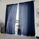 Cortinas transparentes OWENIE Blue, 213 cm de comprimento, conjunto de 2 painéis