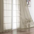 Cortinas transparentes OWENIE Taupe 2 painéis 108 cm x 275 cm