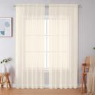 Cortinas transparentes Simplebrand Cream com 213 cm de comprimento com filtragem de luz