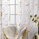 Cortinas transparentes Sutuo Home Marble White 214 cm de comprimento 2 painéis